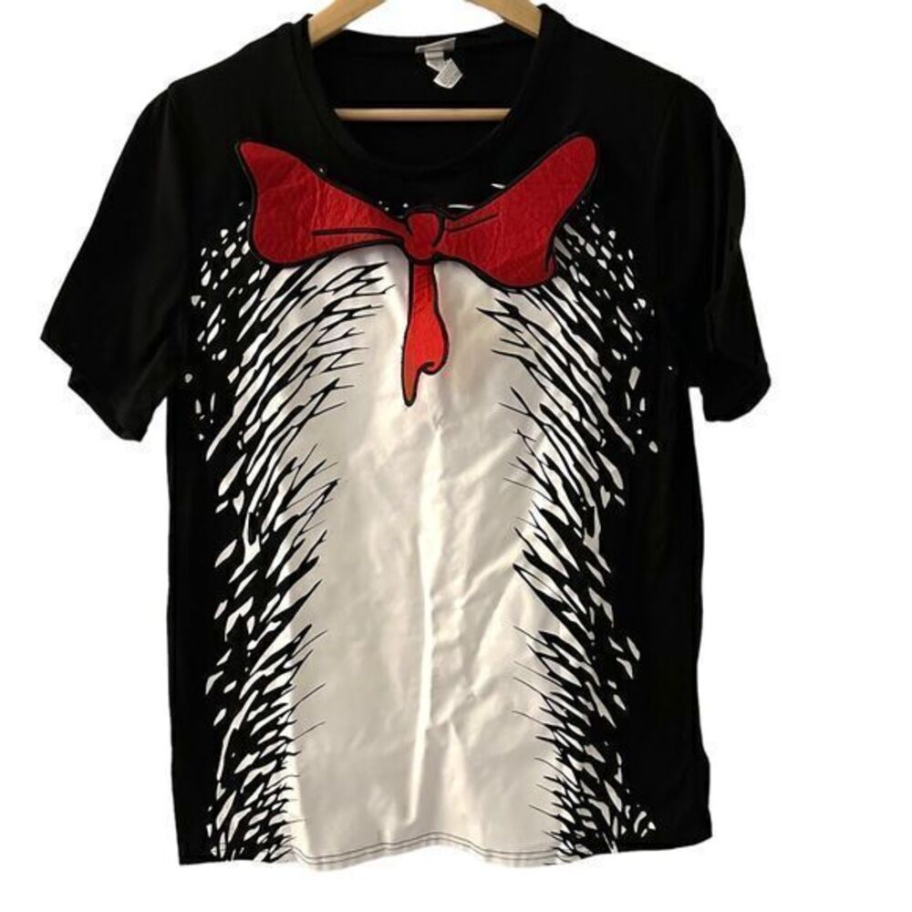 Dr Suess Cat in the Hat Red Black White‎ Halloween T-Shirt Bow Size S/M